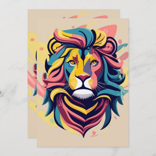 Abstract Lion Head Art Feestdagenkaart (Voorkant / Achterkant)