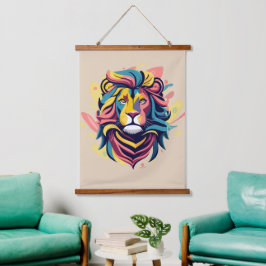 Abstract Lion Head Art Hangend Wandkleed