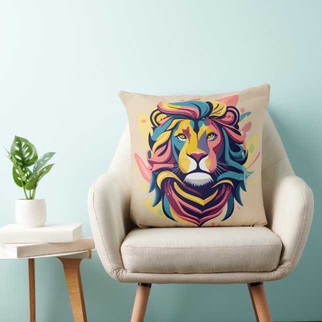Abstract Lion Head Art Kussen (Stoel)