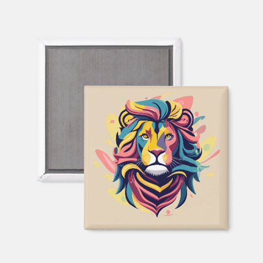 Abstract Lion Head Art Magneet (Voorkant / Achterkant)
