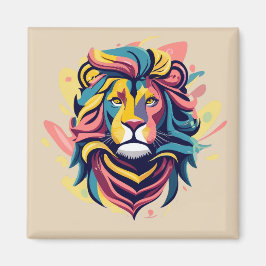 Abstract Lion Head Art Magneet