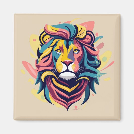 Abstract Lion Head Art Magneet (Voorkant)