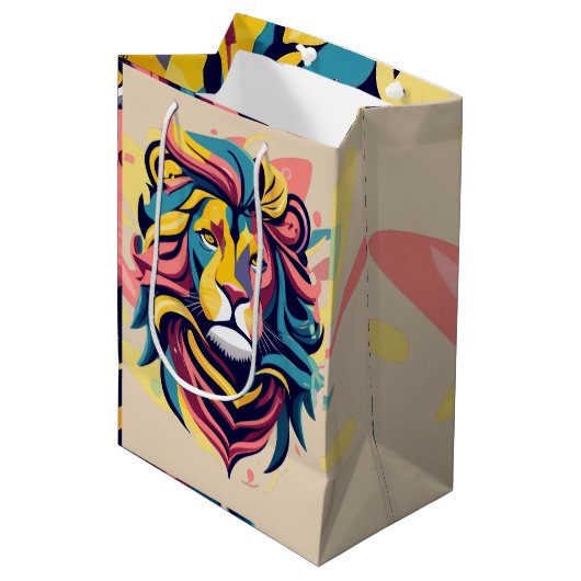 Abstract Lion Head Art Medium Cadeauzakje (Voorkant Gekanteld)
