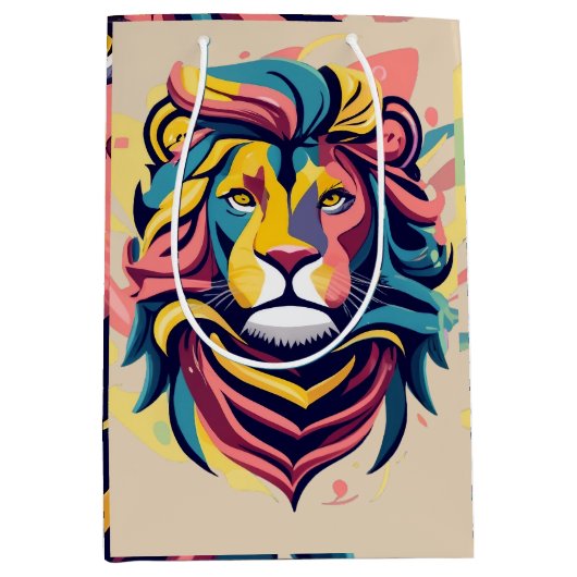 Abstract Lion Head Art Medium Cadeauzakje (Voorkant)