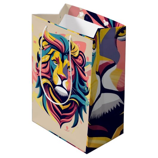 Abstract Lion Head Art Medium Cadeauzakje (Achterkant Gekanteld)