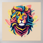 Abstract Lion Head Art Poster (Voorkant)