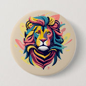 Abstract Lion Head Art Ronde Button 7,6 Cm (Voorkant)