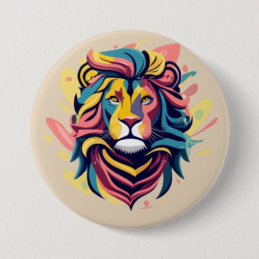 Abstract Lion Head Art Ronde Button 7,6 Cm (Voorkant)