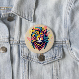 Abstract Lion Head Art Ronde Button 7,6 Cm