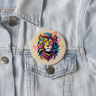 Abstract Lion Head Art Ronde Button 7,6 Cm