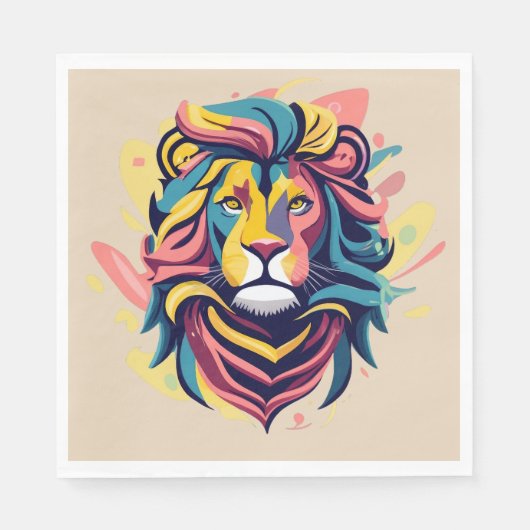 Abstract Lion Head Art Servet (Voorkant)