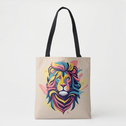 Abstract Lion Head Art Tote Bag (Voorkant)