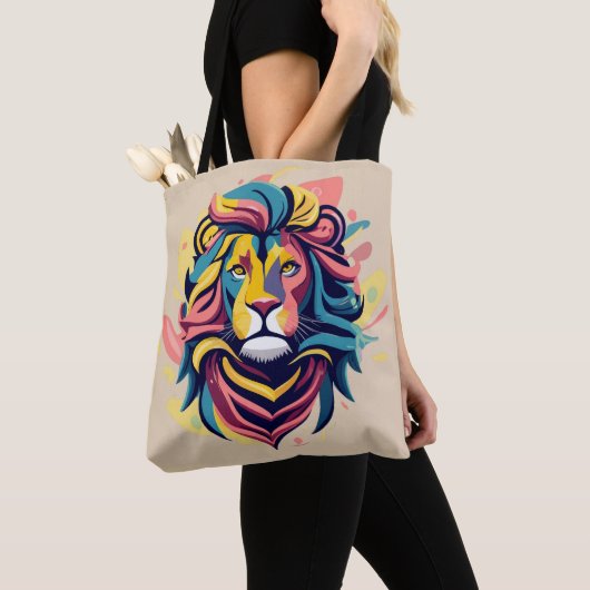 Abstract Lion Head Art Tote Bag (Dichtbij)