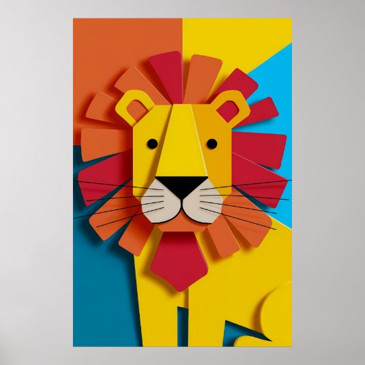 Abstract Lion Poster - Dierlijke Kunst voor Home D (Voorkant)