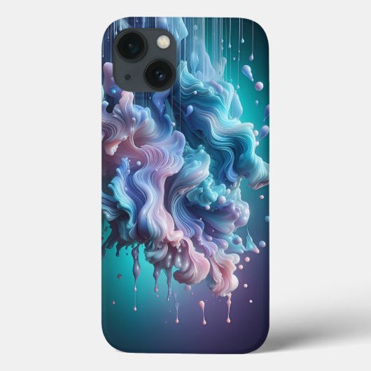 Abstract Liquid Cloud Phone Case Teal & Pink Fluid (Achterkant)