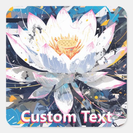 Abstract Lotus Flower Custom Vierkante Sticker (Voorkant)