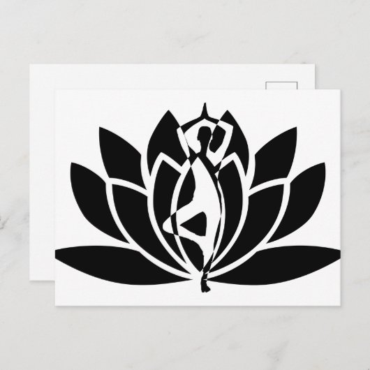 Abstract Lotus Flower & Yoga Pose Afbeelding Briefkaart (Voorkant / Achterkant)