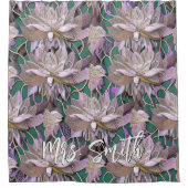 Abstract Lotus Pattern met aangepaste naam Douchegordijn (Voorkant)