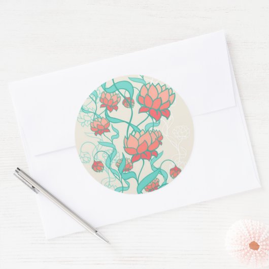 Abstract Lotus Pattern Ronde Sticker (Envelop)