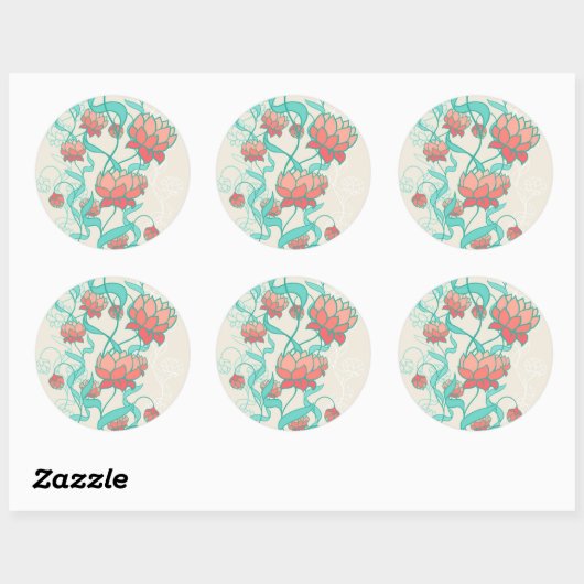 Abstract Lotus Pattern Ronde Sticker (Vel)