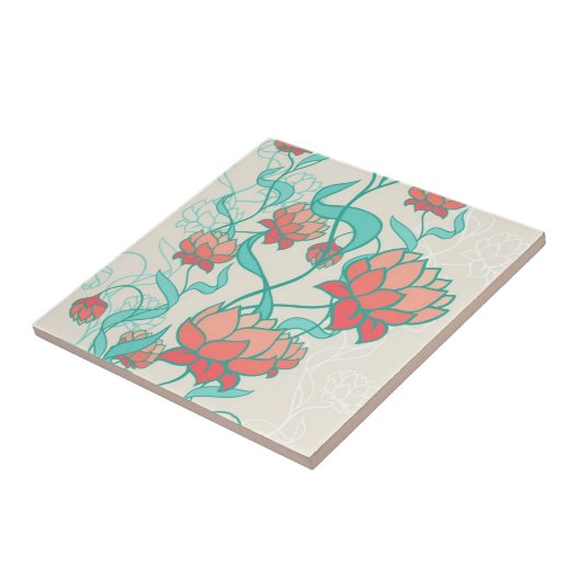 Abstract Lotus Pattern Tegeltje (Zijkant)