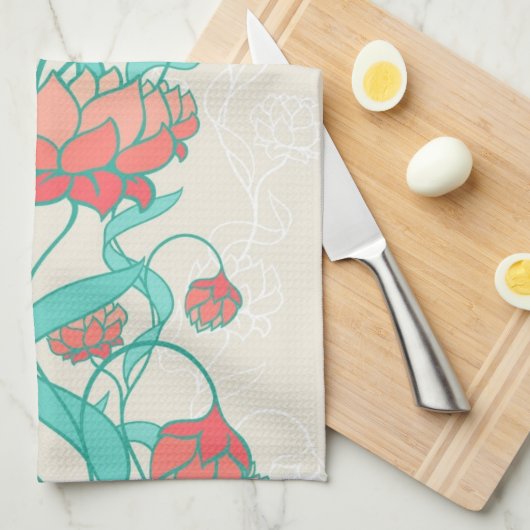 Abstract Lotus Pattern Theedoek (Quarter Fold)