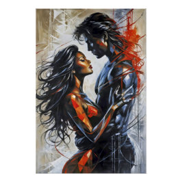 Abstract Love Duet Perfect Poster