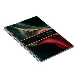 Abstract luxe diep zwart rood groen goud Kantoor Notitieboek