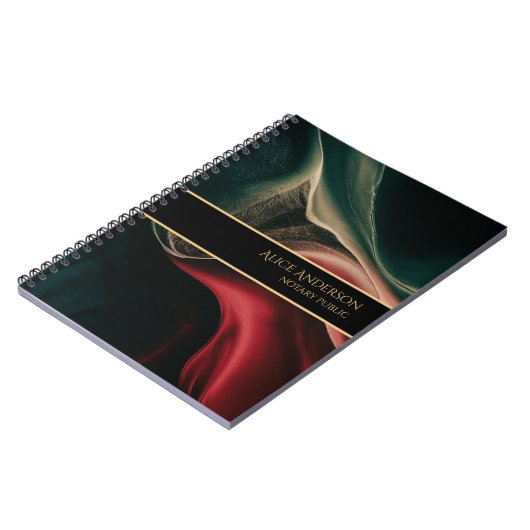 Abstract luxe diep zwart rood groen goud Kantoor Notitieboek (Linkerzijde)