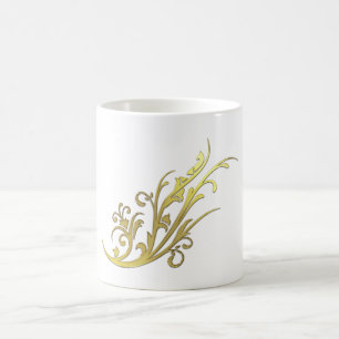 Abstract Luxe Nep Gouden Bloem Koffiemok