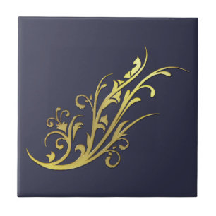 Abstract Luxe Nep Gouden Bloem Tegeltje