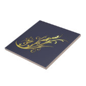 Abstract Luxe Nep Gouden Bloem Tegeltje (Zijkant)