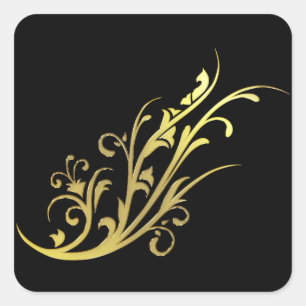 Abstract Luxe Nep Gouden Bloem Vierkante Sticker
