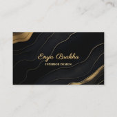 Abstract Luxe Zwart Goud Script Visitekaartje (Achterkant)