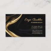 Abstract Luxe Zwart Goud Script Visitekaartje (Voorkant)