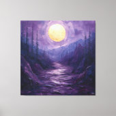 Abstract Maanlandschap in Paars en Goud Canvas Afdruk (Voorkant)