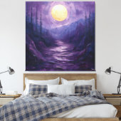 Abstract Maanlandschap in Paars en Goud Canvas Afdruk (Insitu (Slaapkamer))