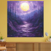 Abstract Maanlandschap in Paars en Goud Canvas Afdruk (Insitu (Woonkamer))