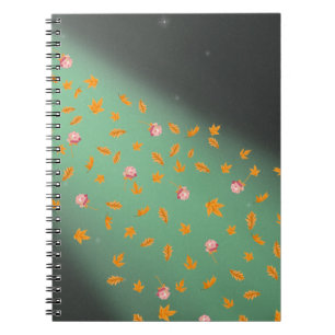 Abstract maanlicht herfstbladeren rozen notitieboek