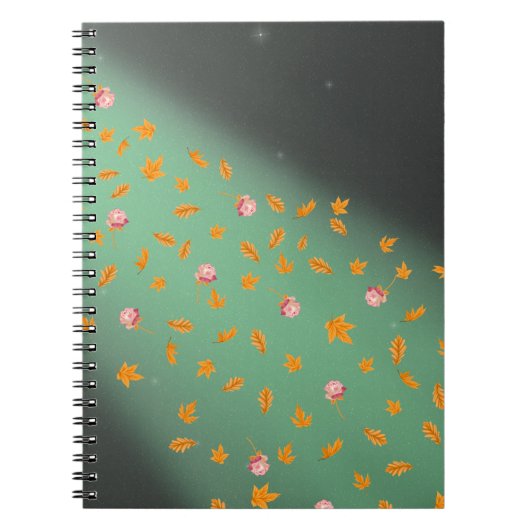 Abstract maanlicht herfstbladeren rozen notitieboek (Voorkant)