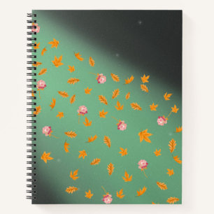 Abstract maanlicht herfstbladeren rozen notitieboek