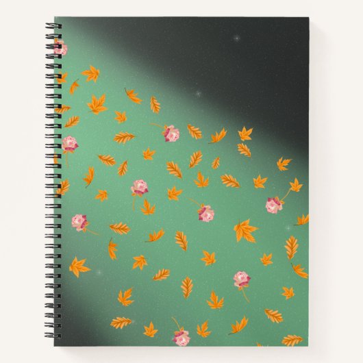 Abstract maanlicht herfstbladeren rozen notitieboek (Voorkant)