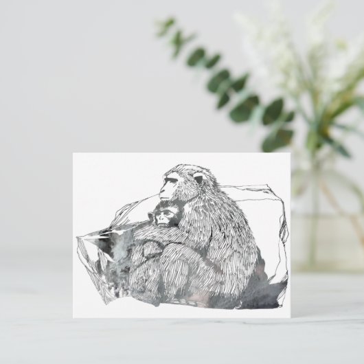 Abstract Macaque silhouet Briefkaart (Staand voorkant)