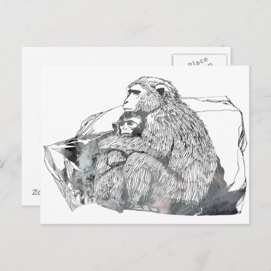 Abstract Macaque silhouet Briefkaart (Voorkant / Achterkant)