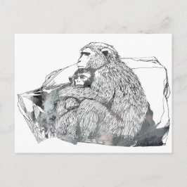 Abstract Macaque silhouet Briefkaart