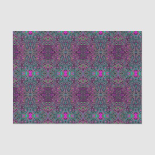 Abstract Magenta and Teal Blue Groovy Pattern Tissuepapier (Voorkant)