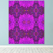 Abstract Magenta- en Black Groovy-patroon Canvas Afdruk (Insitu (Houten vloer))