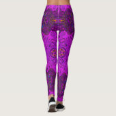 Abstract Magenta- en Black Groovy-patroon Leggings (Achterkant)