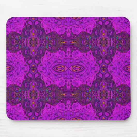 Abstract Magenta- en Black Groovy-patroon Muismat (Voorkant)