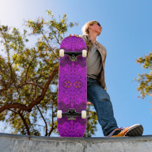 Abstract Magenta- en Black Groovy-patroon Persoonlijk Skateboard